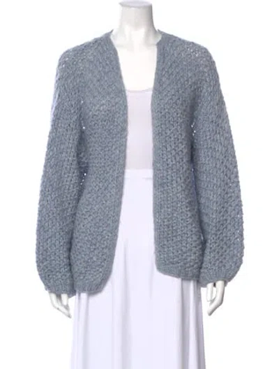 Pre-owned Maiami Baby Alpaca Open Front Sweater In Blue