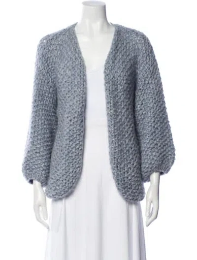 Pre-owned Maiami Baby Alpaca Open Front Sweater In Blue