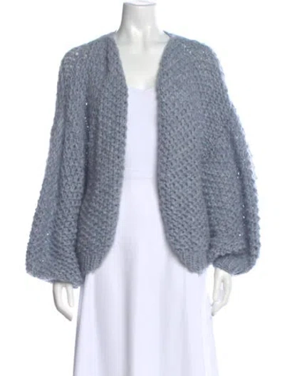 Pre-owned Maiami Baby Alpaca Open Front Sweater In Blue