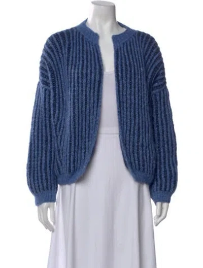 Pre-owned Maiami Baby Alpaca Open Front Sweater In Blue