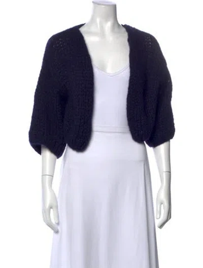 Pre-owned Maiami Baby Alpaca Open Front Sweater In Blue