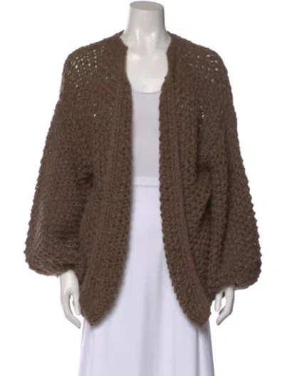 Pre-owned Maiami Baby Alpaca Open Front Sweater In Brown