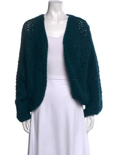 Pre-owned Maiami Baby Alpaca Open Front Sweater In Green