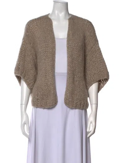 Pre-owned Maiami Baby Alpaca Open Front Sweater In Neutrals