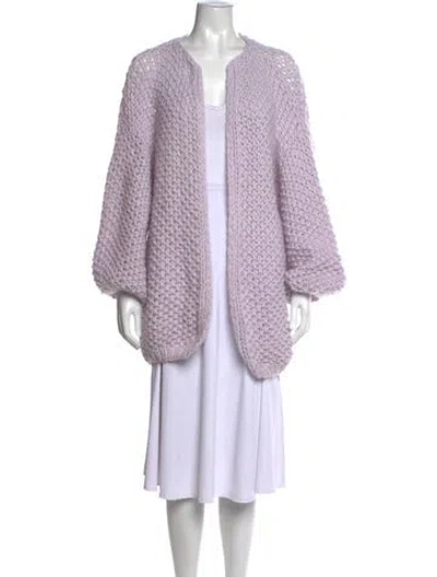 Pre-owned Maiami Baby Alpaca Open Front Sweater In Purple