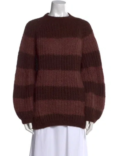 Pre-owned Maiami Baby Alpaca Striped Sweater In Brown