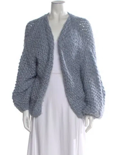 Pre-owned Maiami Baby Alpaca V-neck Sweater In Blue