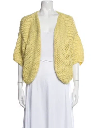 Pre-owned Maiami Baby Alpaca V-neck Sweater In Yellow