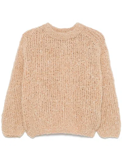 Maiami Bouclé Crew-neck Sweater In Neutrals