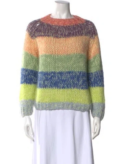 Pre-owned Maiami Cashmere Striped Sweater In Green