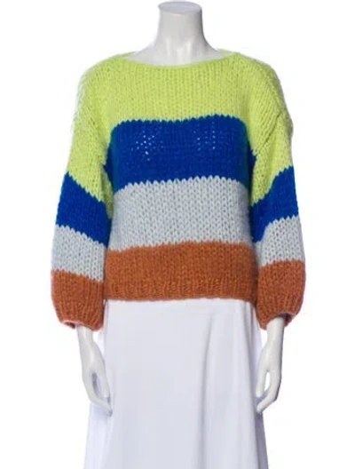 Pre-owned Maiami Cashmere Striped Sweater In Green