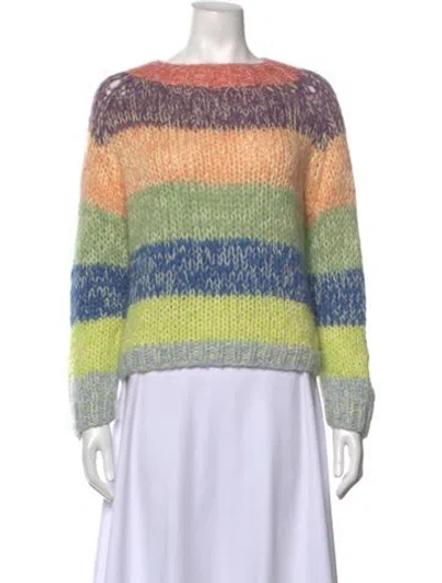 Pre-owned Maiami Cashmere Striped Sweater In Green