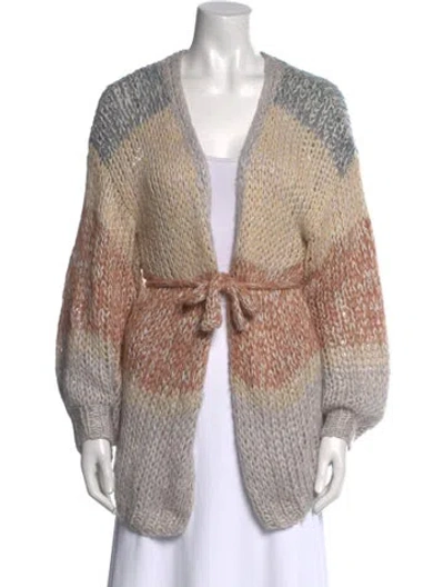 Pre-owned Maiami Colorblock Pattern V-neck Sweater In Neutral