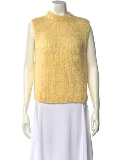 Pre-owned Maiami Crochet Crew Neck Sweater In Yellow