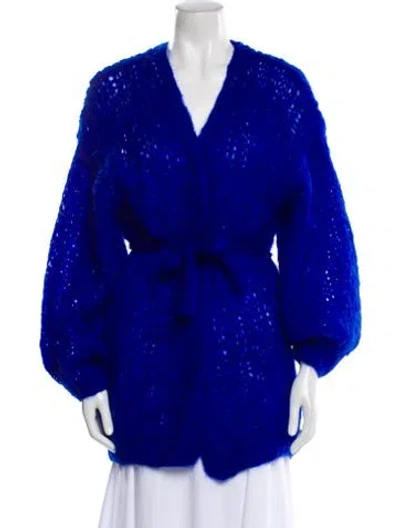 Pre-owned Maiami Crochet Printed Sweater In Blue