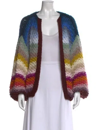 Pre-owned Maiami Merino Wool Colorblock Pattern Sweater In Multi