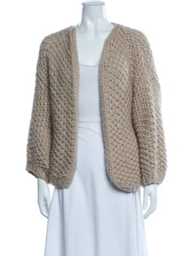 Pre-owned Maiami Merino Wool Open Front Sweater In Neutral