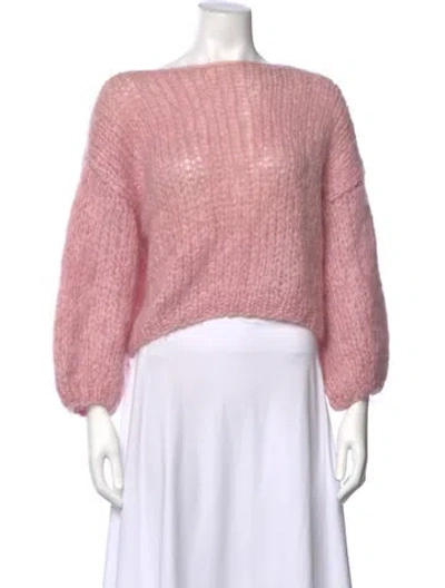 Pre-owned Maiami Mohair Bateau Neckline Sweater In Pink