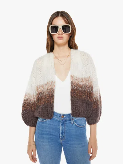 Maiami Mohair Bomber Cardigan Creme Jacket In Brown