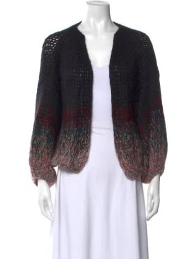 Pre-owned Maiami Mohair Colorblock Pattern Sweater In Black