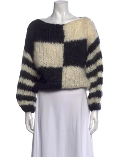 Pre-owned Maiami Mohair Colorblock Pattern Sweater In Black/neutrals