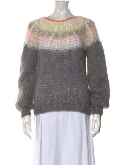 Pre-owned Maiami Mohair Colorblock Pattern Sweater In Gray