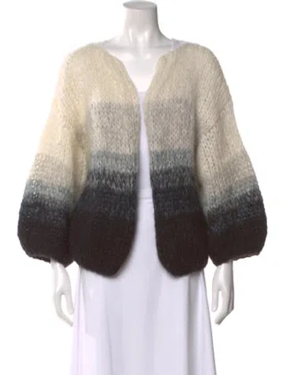 Pre-owned Maiami Mohair Colorblock Pattern Sweater In Neutral
