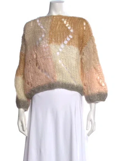 Pre-owned Maiami Mohair Colorblock Pattern Sweater In Neutral
