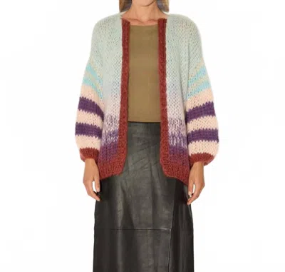 Maiami Mohair Gradient Big Cardigan In Purple - Light Blue In Multi