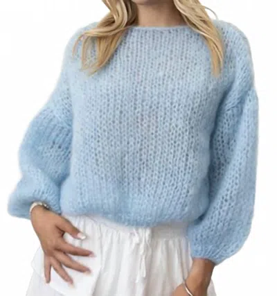 Maiami Mohair Knit Big Wide Neck Sweater In Light Blue