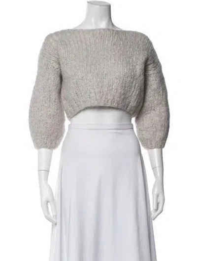 Pre-owned Maiami Mohair Off-the-shoulder Sweater In Grey