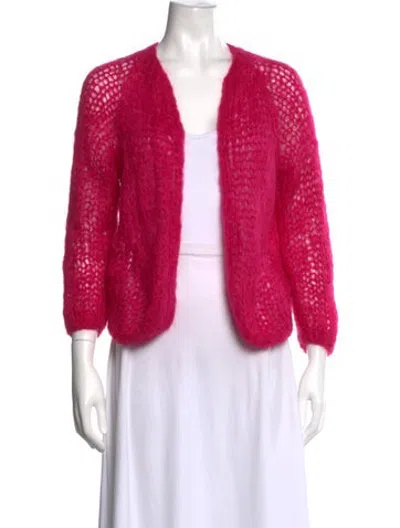 Pre-owned Maiami Mohair Open Front Sweater In Pink