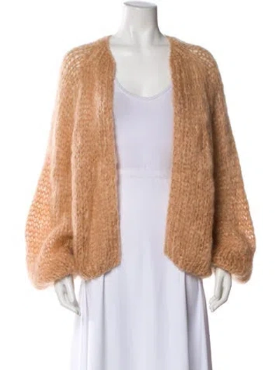 Pre-owned Maiami Mohair Open Front Sweater W/ Tags In Neutral