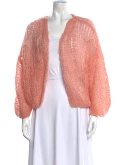 Pre-owned Maiami Mohair Open Front Sweater W/ Tags In Pink
