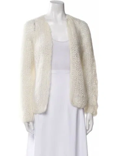 Pre-owned Maiami Mohair Open Front Sweater In White