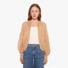 Maiami Mohair Puffy Sleeve Small Cardigan Shirt In Camel - Size M/l In Blue