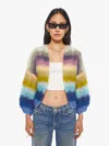 Maiami Mohair Ribbed Bomber Cardigan Color Jacket In Multi