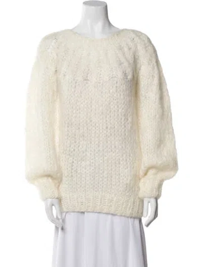 Pre-owned Maiami Mohair Scoop Neck Sweater W/ Tags In Neutral