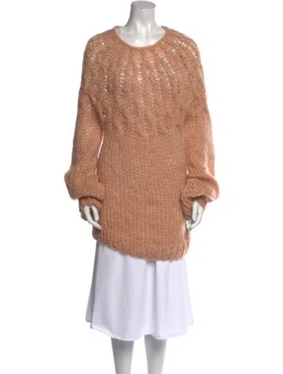 Pre-owned Maiami Mohair Scoop Neck Sweater W/ Tags In Neutral