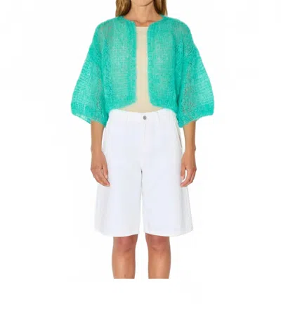 Maiami Mohair Short Sleeve Cardigan In Light Turquoise (2030) In Multi