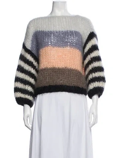Pre-owned Maiami Mohair Striped Sweater In Black