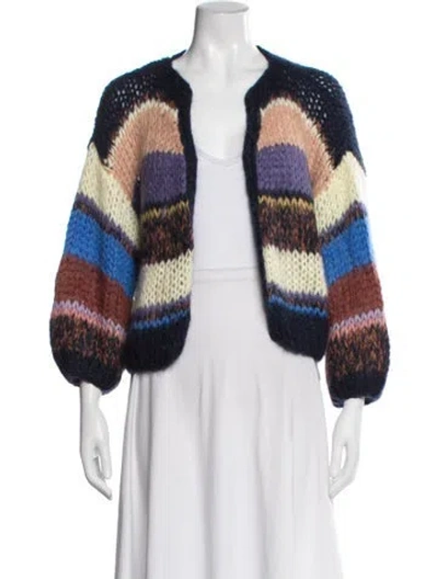 Pre-owned Maiami Mohair Striped Sweater In Blue