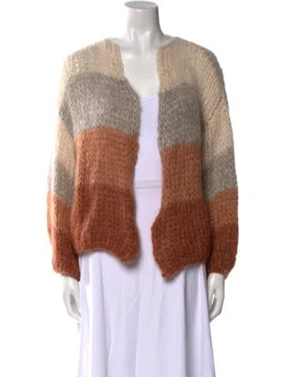 Pre-owned Maiami Mohair Striped Sweater In Brown