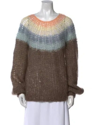 Pre-owned Maiami Mohair Striped Sweater In Brown