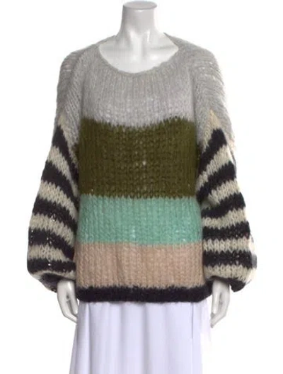 Pre-owned Maiami Mohair Striped Sweater In Gray