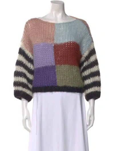 Pre-owned Maiami Mohair Striped Sweater In Neutral