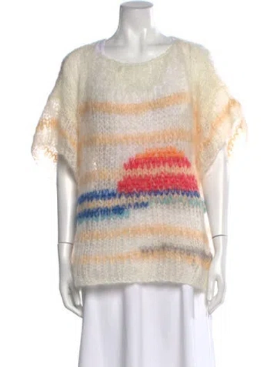 Pre-owned Maiami Mohair Striped Sweater In Neutral