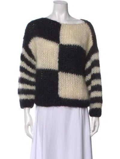 Pre-owned Maiami Mohair Striped Sweater In Neutral