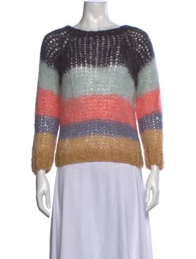 Pre-owned Maiami Mohair Striped Sweater In Neutrals