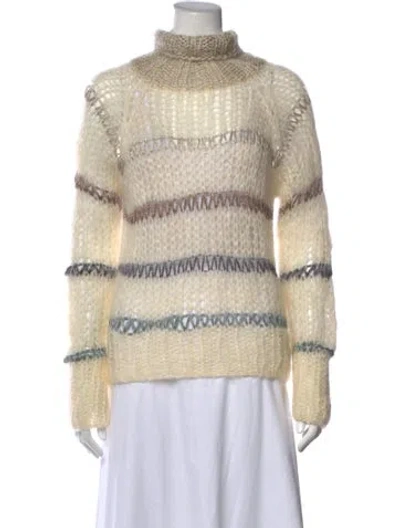 Pre-owned Maiami Mohair Striped Sweater In Neutrals